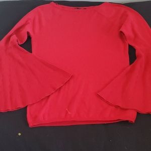 Red long bell sleeve sweater